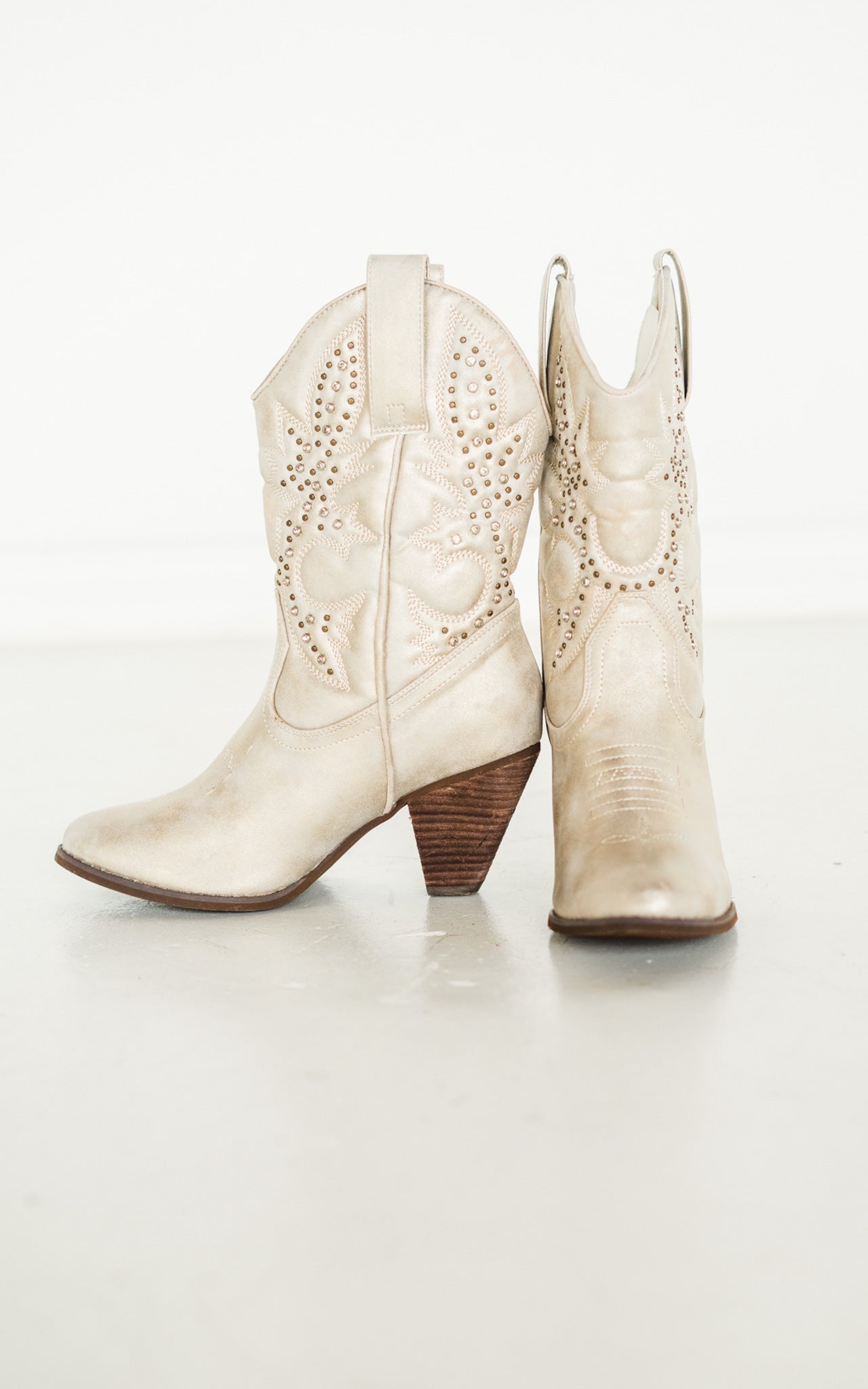 Houston Studded Boots in Champagne