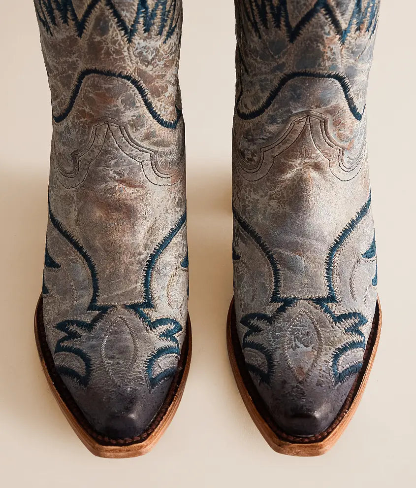 Crackled Leather Western Boot