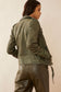 Aansila Leather Jacket In  Fern Grotto Green