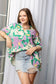Elizabeth Floral Top In Green And Purple