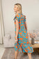 Bold & Beautiful Empire Waist Dress In Orange And Blue
