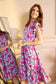 Bold & Beautiful Empire Waist Dress In Pink and Blue
