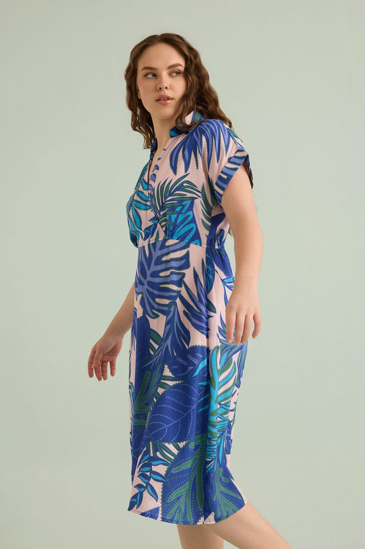 Island Breeze Shirt Dress  In Blue