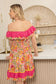 My Lush Oasis Empire Waist Dress In Pink And Peach