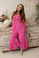 Courtney Flared Leg Jumpsuit In Pink