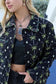 Everglade Dreams Cotton Jacket in Midnight Black & Green