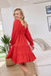 Daisywood Ruffle Smocking Dress in Red