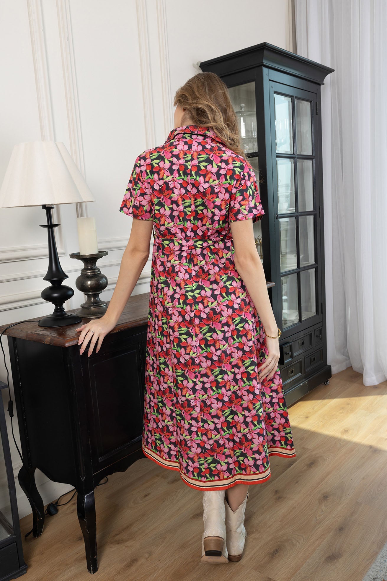 Hibiscus Rush Shirt Dress in Bloom Pink