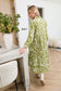 Grid & Grace Midi Dress in Olive Green