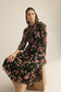 Fleur de Dusk Dress in Black & Vine Pink
