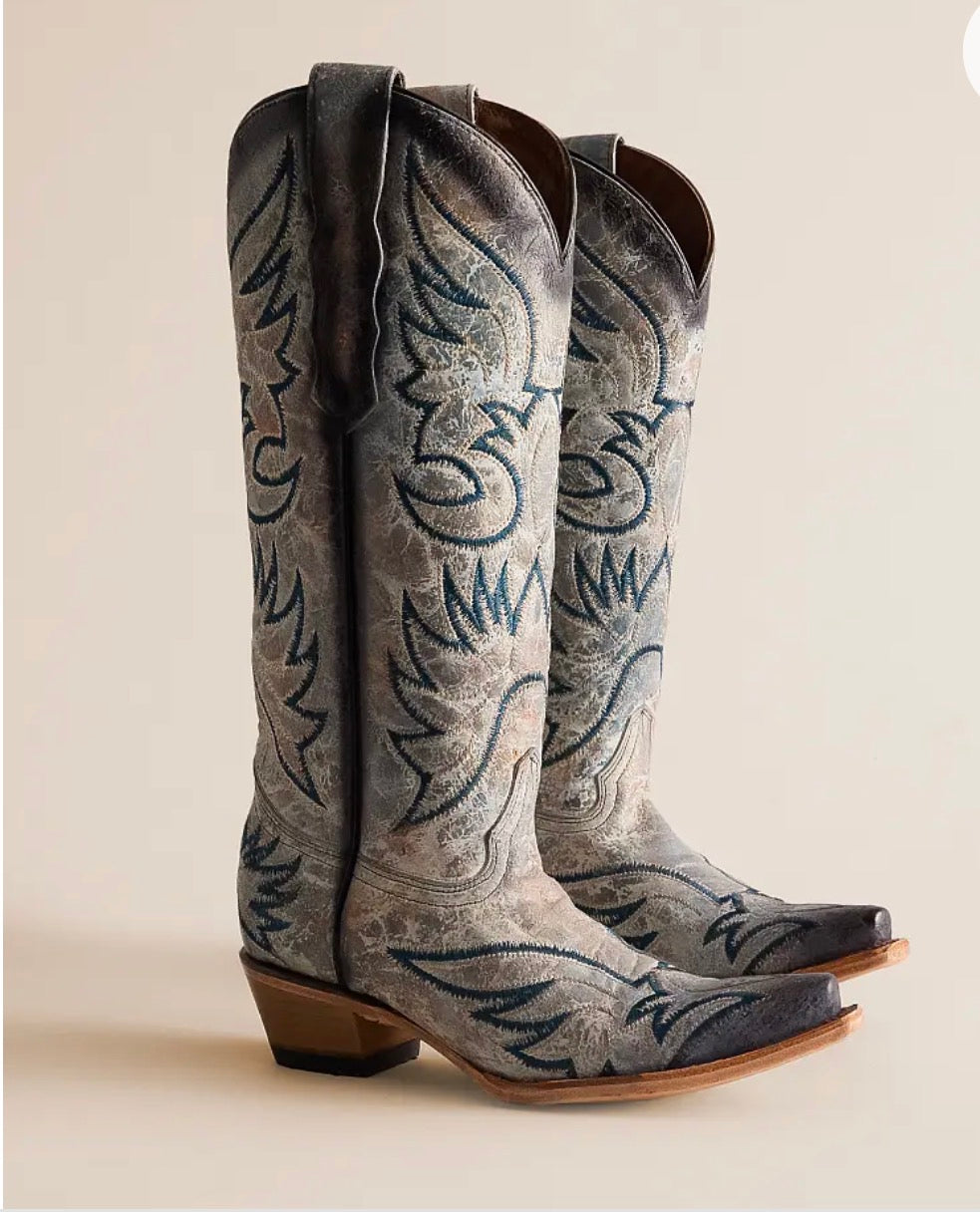 Crackled Leather Western Boot