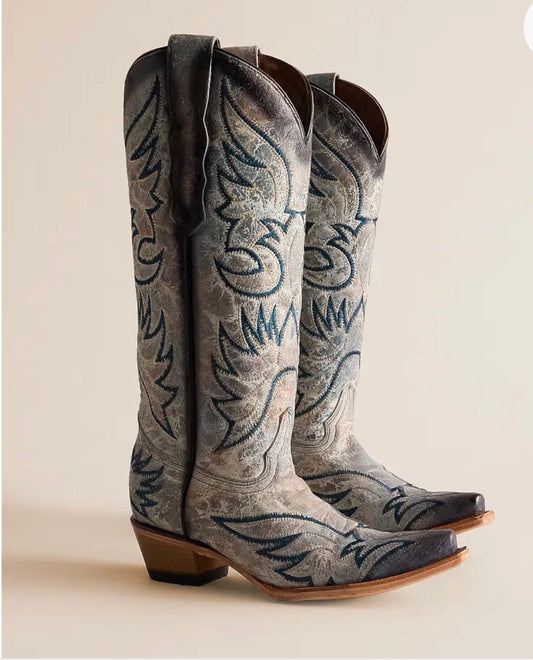 Crackled Leather Western Boot