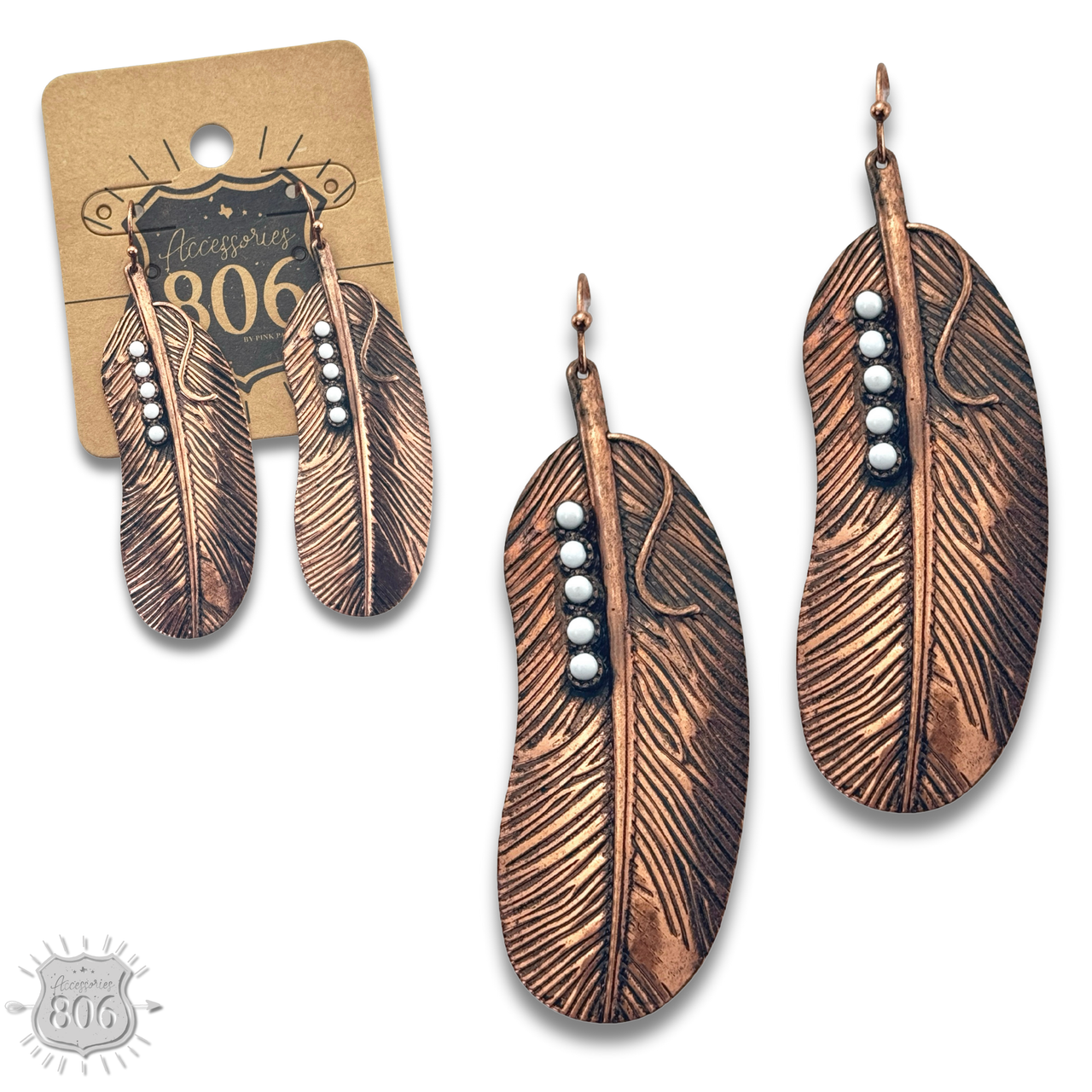 Stone studded feather earring - LC