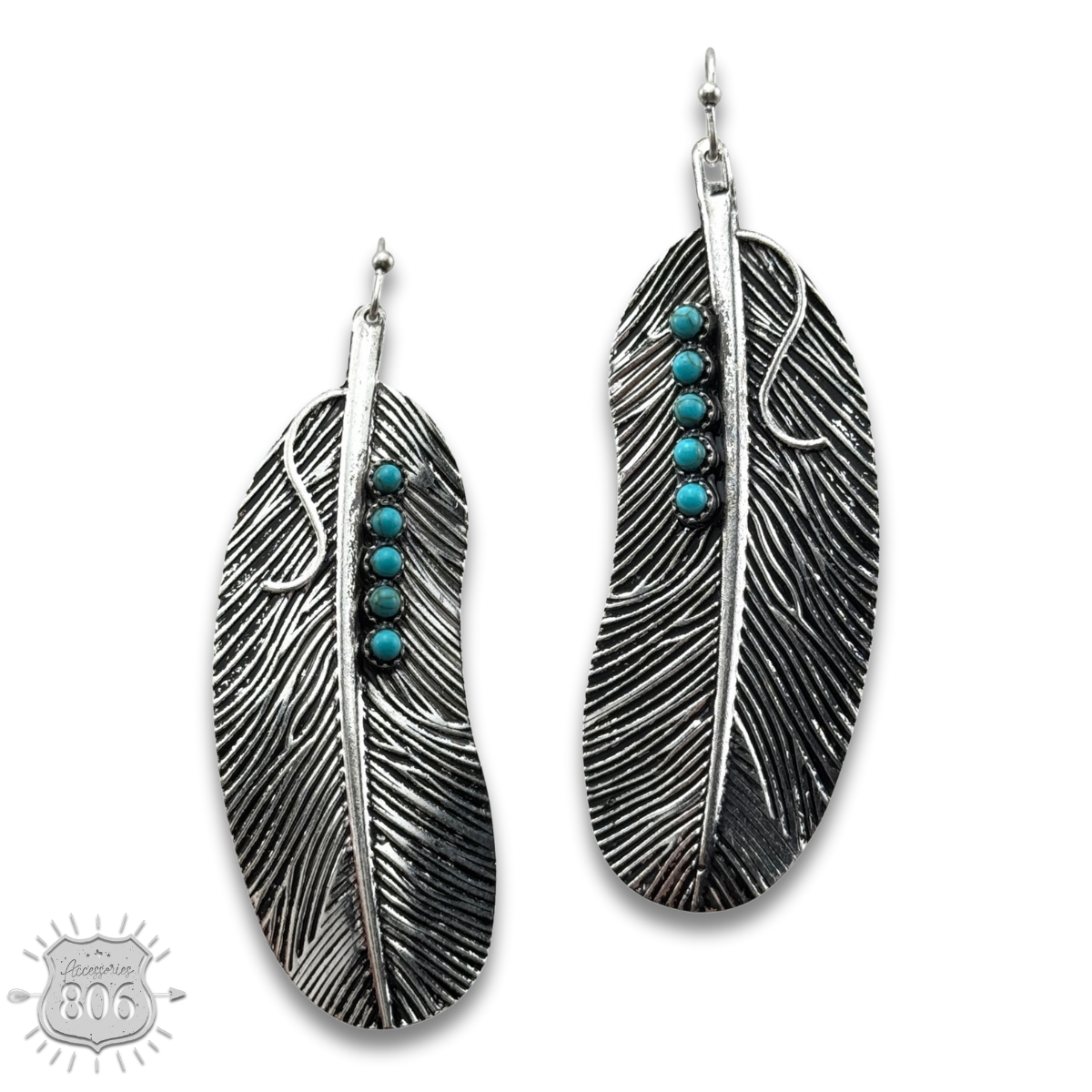 Stone studded feather earring - LC