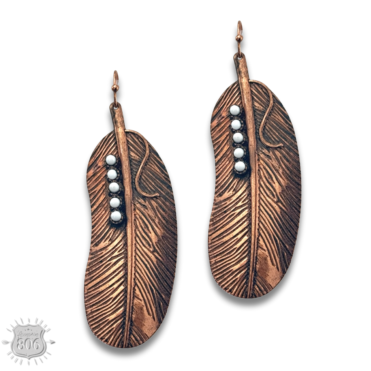 Stone studded feather earring - LC
