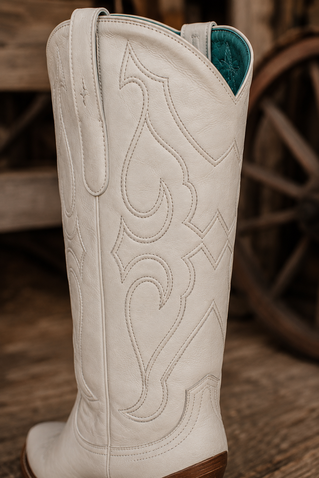 White Western Embroidered Cowboy Boots