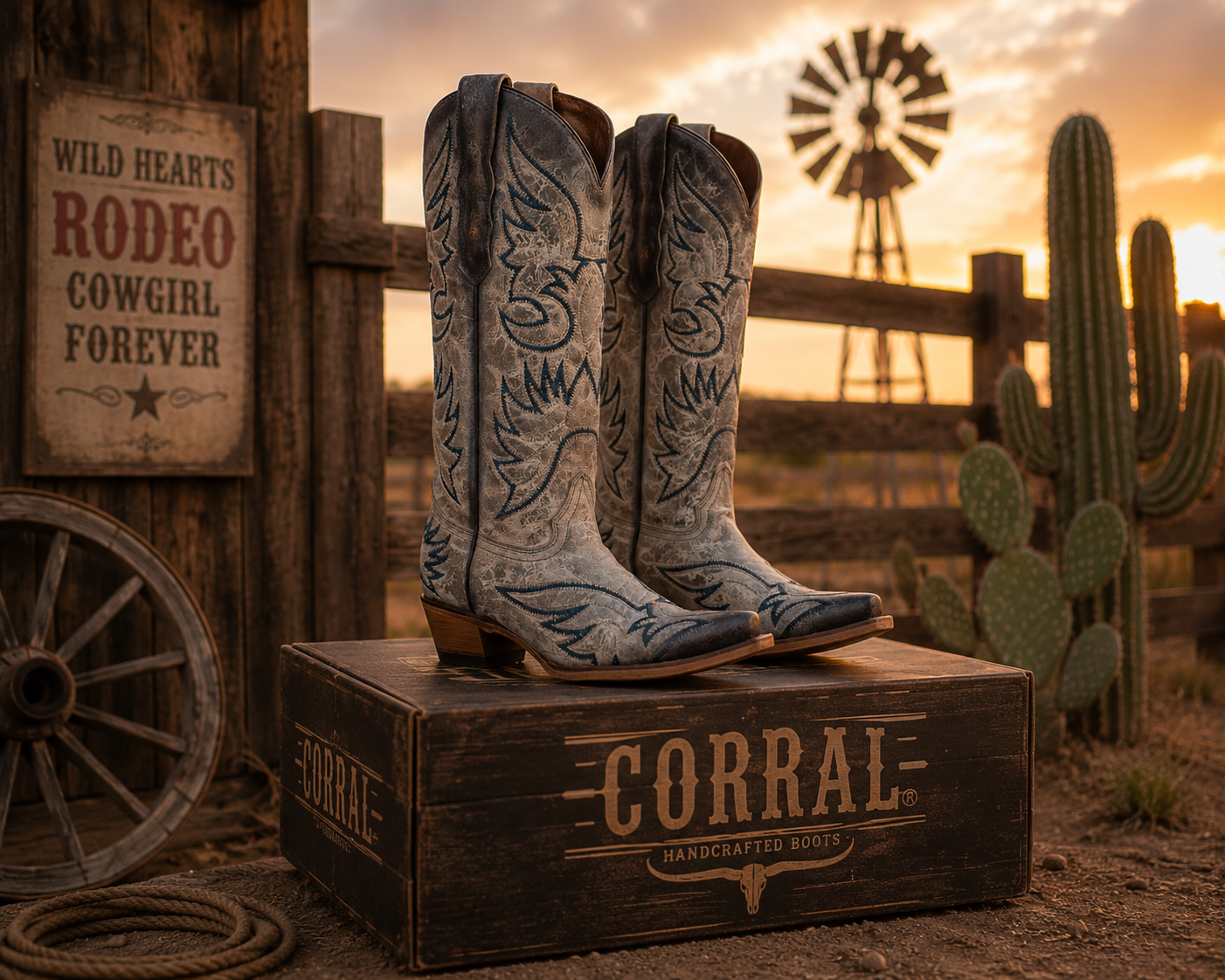 Crackled Leather Western Boot