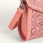 Loyal West Leon Mini Handle Purse - Pink Handtooled Leather & Calfskin