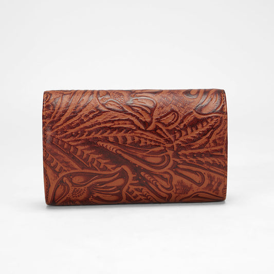 Loyal West CANYON JEWELERY CASE IN HAND FINISHED EMBOSSED LEATHER - BROWN