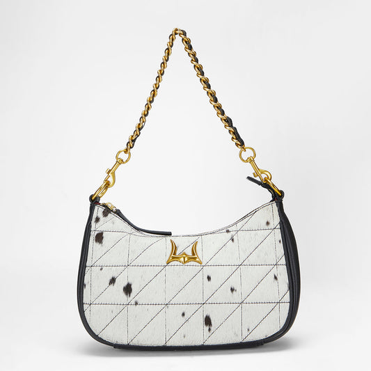 Loyal West JOE QUILTED NAPPA LEATHER BAG - BLACK & WHITE COWHIDE