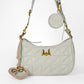 Loyal West HEART SHAPE BAG CHARM IN HAND FINISHED EMBOSSED LEATHER - WHITE