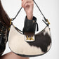 Loyal West LW HOBO MEDIUM PURSE IN BLACK & WHITE COWHIDE