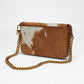 Loyal West The LW On The Go Mini Chain Bag- In Brown & white Cowhide and calfskin