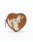 Cupid Coin Pouch In Brown & White Cowhide