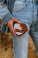 Cupid Coin Pouch In Brown & White Cowhide
