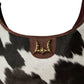 LW Large Purse - Black & White Cowhide With Oiled Ruby Leather