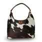 LW Large Purse - Black & White Cowhide With Oiled Ruby Leather
