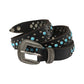 Midnight Ranger Western Leather Belt - Calfskin with Turquoise Stones