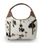 LW Large Purse - Black & White Cowhide with Oiled Brown Leather