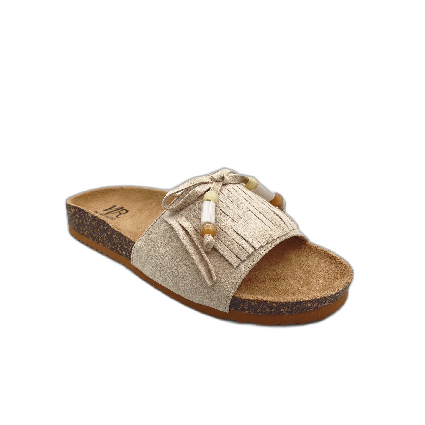 Lilliam Fringe Beaded Sandals in Beige