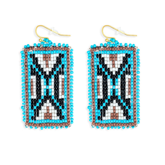 Protection Sheild Beaded Earring In Turquoise