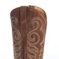 Myra Nalejandra Mocha Brown Leather Boots for Women - Embroidered Tall Western Heels with Pointed Toe for Festive Country Style