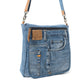 Myra Ashley Adventure Crossbody Bag â€“ Upcycled Denim with Leather Accents