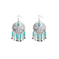 Flourish Medallion Earrings  In Blue And Silver
