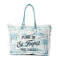 Saint Tropez Weekender Bag In White & Sky Blue