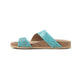 Myra Eastward Winds Embossed Leather Sandals for Women – Asymmetrical Strap, Cork-Finish Sole & Toe Loop for Desert Chic Appeal