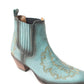 Myra Dearling Ranch Embossed Leather Booties for Women – Western Low Block Heels, Cowgirl Pointed Toe Design for Rodeo & Casual Wear