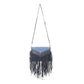 Wild West Fringe Leather Crossbody Bag in Ash Denim