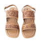 Myra Wildflower Wanderer Handtooled Leather Sandals for Women â€“ Ankle Buckle Strap, Western Floral Carving, Everyday Comfort