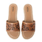 Dustlily Trail Handtooled Sandals in Rawhide Tan