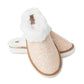 Snowdrift Embossed Leather Slippers in Wintry Beige