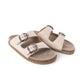 Myra Desert Lily Embossed Leather Sandals in Antique White