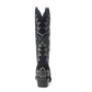 Midnight Trail Embroidered Leather Boots in Shadow Black