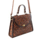 Savannah Scroll Handtooled Leather Bag in Dark Brown