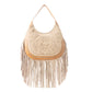 Sage Whisper Fringe Leather Bag in Beige