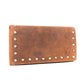 Yellowstone Caldera Leather Wallet with Rivets in Amber
